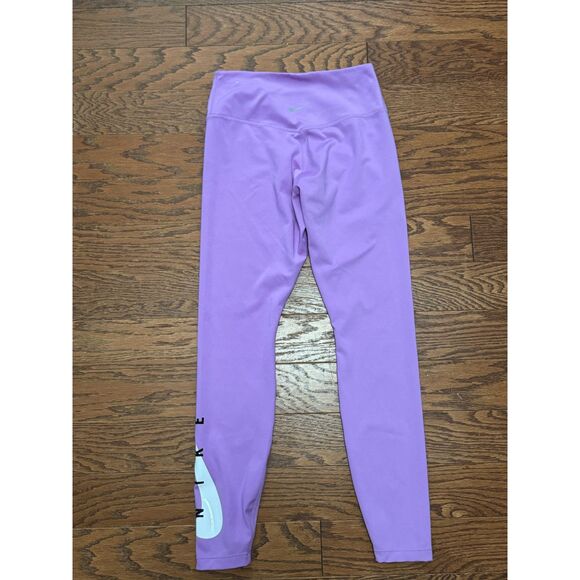 NIKE WOMEN'S SWOOSH DRI-FIT HI-RISE PASTEL LAVENDER LEGGINGS Sz SMALL - Picture 2 of 10